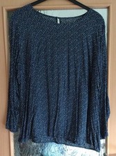 Dünne Bluse Dunkelblau Blau Marine Mit Punkten Gepunktet XXL 2XL 