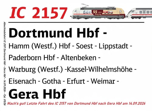 Zuglaufschild 2157 - ic,