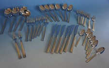 Edelstahl Besteck Set Menübesteck Kaffe teils vergoldet Pop Panton Ära (223-185)