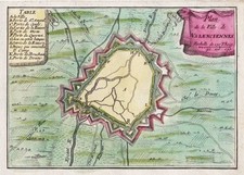 Valenciennes Hauts-de-France carte map Karte gravure de Fer Mortier 1700