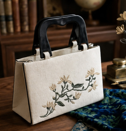 Bestickte canvas handtasche - bestickte, canvas-handtasche