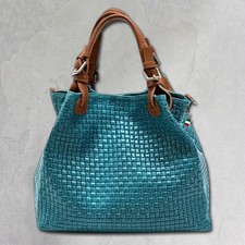 Handtasche türkis braun