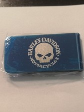 Geldklammer Harley Davidson MC Totenkopf Motorrad Geldclip blau