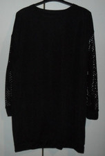 NEU Damen Tunika Pullover Kleid schwarz Netz Netzärmel   Gr. XXL 46 48
