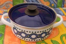 DDR Emaill Kochtopf mit Deckel 21 x 9 cm, Topf, Vintage