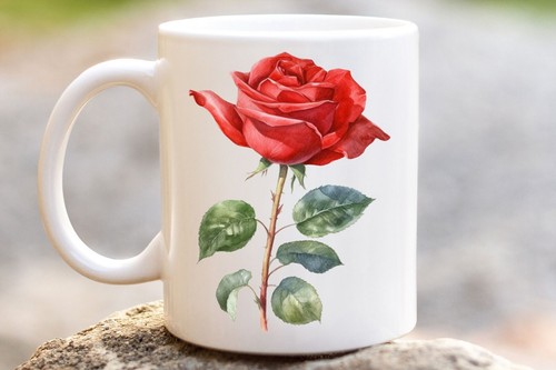 Aquarell rote rose tasse - rote,