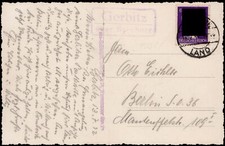 Bernburg; Gerbitz über Bernburg  O-4340,  violetter Landpost R2 auf AK 1942