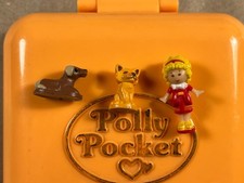 Polly Pocket Polly's Orange Town House 1989 Bluebird VOLLSTÄNDIG 3 Figuren retro