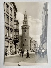 Ak Halle Saale gottwald Straße Leipziger Turm Läden Menschen uhr Foto DDR 1966