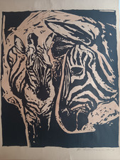 Großer Holzschnitt Zebras