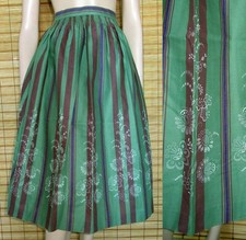 GRÜNER GEMUSTERTER TRACHTENROCK - COTTON - VINTAGE - GR. S