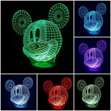 3D LED Tischlampe Tischleuchte Nachtlicht 7 facher Farbwechsel - Micky Maus