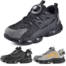 SUADEX Herren Sneaker Sicherheitsschuhe Stahlkappe Leichte Arbeitsschuhe Schwarz