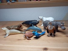 Schleich wilde Tiere im am Wasser & Luft Wal Vogel Nilpferd Hartgummi Figuren