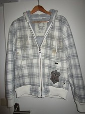 Herren  Jacke mit Kapuze - Mogul Denim - Fell - Gr. L - Grau/Weiß