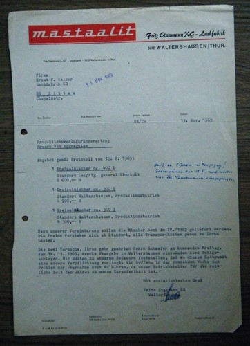 Altes anschreiben 1969 - anschreiben, 13.11.1969