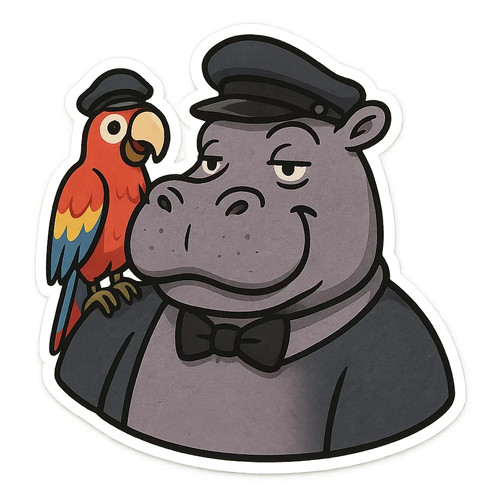Nilpferd mit papagei - nilpferd, 9x9