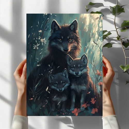 Wolf familie premium - wolf, poster