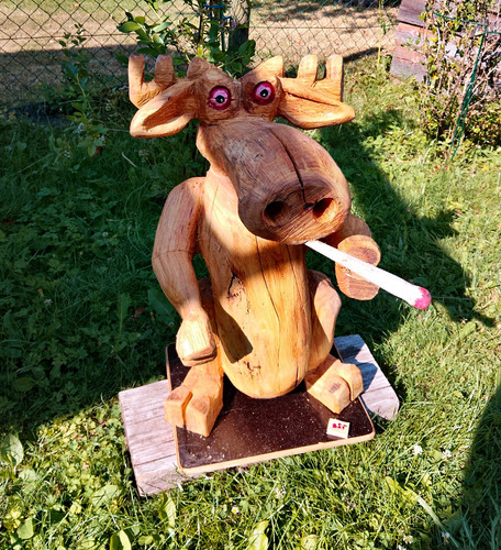 Holz gartenfigur skulptur - gartenfigur, elch