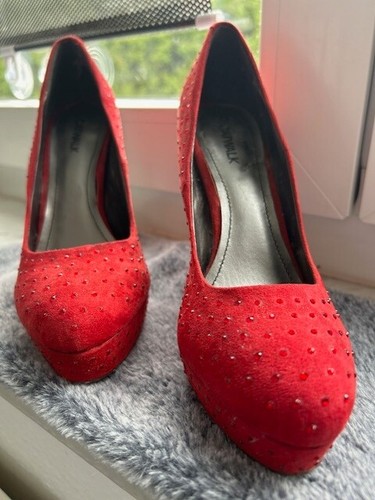 Highheels rot samt pumps - samt,