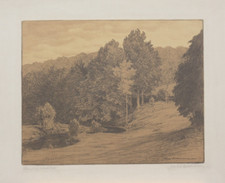 Hans von Volkmann. Abend im Waldtal. Orig.- Farblithographie. Signiert. Um 1900.