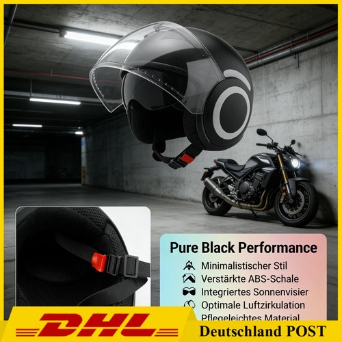 Schwarz motorradhelm - schwarz,