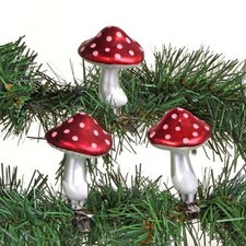 Weihnachtsdeko Fliegenpilz 3er-Set aus Glas mit Clip 8cm Weihnachtsbaumschmuck 