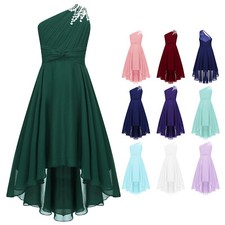 Kinder Mädchen Ballkleid Perlen Abend Brautjungfer Kleid Formal Kommunion Lang