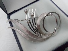 Anhänger/Brosche 585er Gold 14 k Weißgold und 5 Diamanten Brillanten