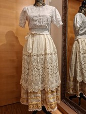 Trachten Dirndl Traditionelles Kleid 36 Maxi 3Tlg-Set Naturfarben Oktoberfest