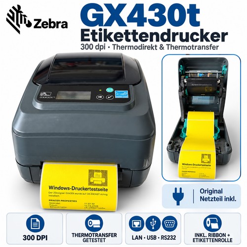 Zebra gx430t 300dpi usb lan - 300dpi,