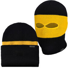 Sturmhaube / Mütze in Schwarz Gelb Maske Beanie Balaclava Ultras Ski Hooligans