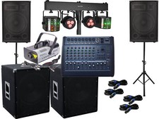 DJ Komplett Set 20 Powermixer Nebel Anlage LED Licht USB Subwoofer Musikanlage