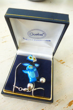 Rosina Wachtmeister Goebel Porzellan Kette silber Eule Rarität Schmuck emaille