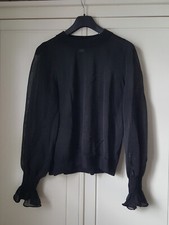 ? NEU H&M Bluse Chiffon Gr. M 38/40 Ballonärmel Volant sexy Sweatshirt Rüsche