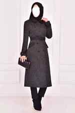 Damen Mantel Trenchcoat Abaya Pardesü Hijab Modamerve schwarz Gr. 40 Neu