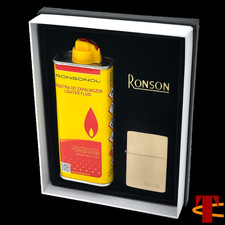 RONSON Gold Feuerzeug Set - Elegantes Geschenk in poliertem Design