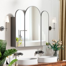 Badezimmerspiegelschrank Spigelschrank bogen mit 5 Ablagen und 3 Spiegel Tür NEU