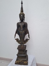 alte große Buddha Bronze Statuette Abhaya Mudra Yoga Chakra 86cm Thailand