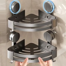 2x Duschregal Duschkorb mit Saugnapf Badregal Duschregal Eckregal Aluminium DHL