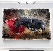 Bulle Stier Tiere Abstraktes Wandbilder Leinwand Modern XXL  100x70 Börse