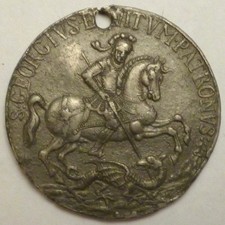 41 mm, Sankt Georg-Medaille, wohl älterer Typ, gelocht