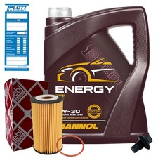 FEBI Ölfilter + 5L Mannol 5W-30 passend für Opel Adam Astra H J Corsa E Zafira