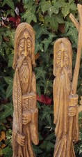 2x Holzfigur Wurzel-Sepp Schnitzerei Waldgeist Hirte Holz Figur Mann Volkskunst
