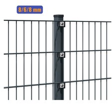Doppelstabmattenzaun 8/6/8 mm Komplettset inkl. Pfosten, Schrauben, Klemmhalter