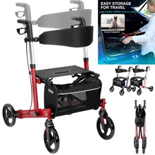 Alu Faltbarer Rollator mit Sitz Leichtgewichtrollator Höhenverstellbar, 4 Räder