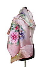 Schal Tuch Seide 100% mulberry silk satin High Quality rose´ geblümt 177 x 52 cm