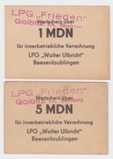 1 & 5 MDN Banknoten DDR LPG