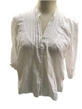 Bluse mit Biesen Weiß Boule 46 XL Folklore Hippie Ibiza Baumwolle