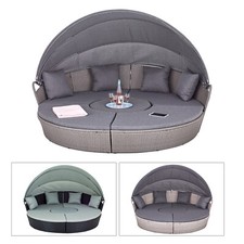 XL Poly Rattan Sonneninsel 210CM Gartenmöbel Sitzgruppe Loungemöbel Sonnenliege